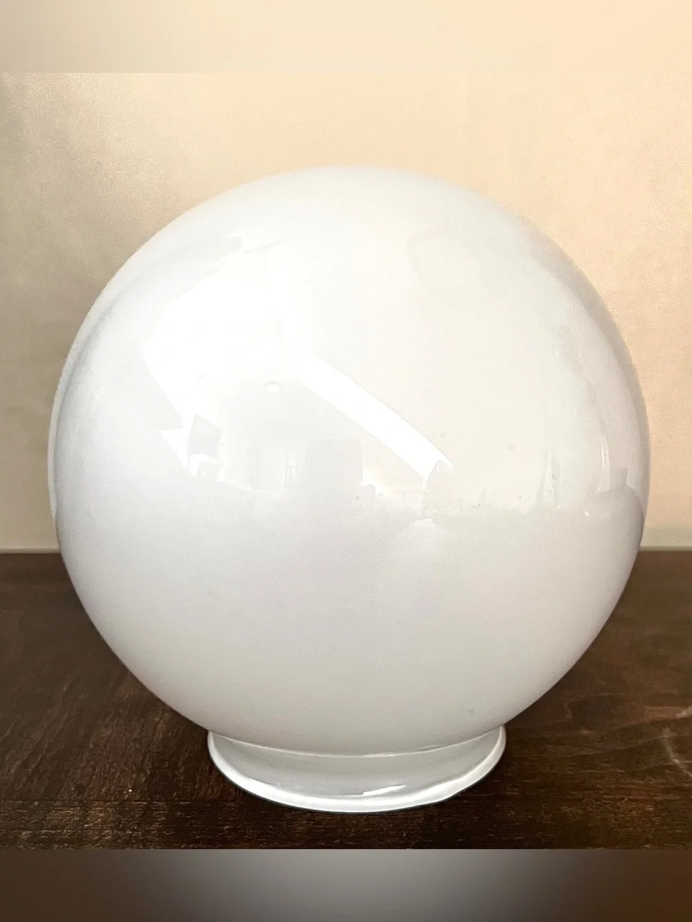 Vintage MCM White Milk Glass Globe Lamp Shade 6 inch Round 3 inch Fitter